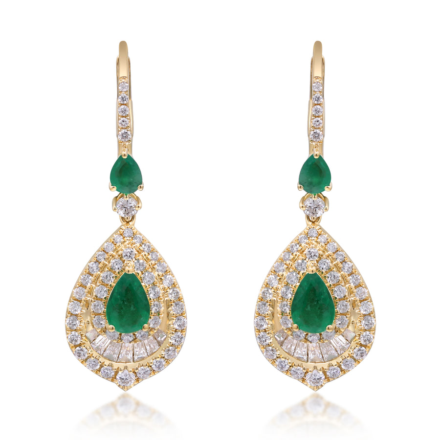 Lydia 14K Yellow Gold Pear-Cut Emerald Earrings