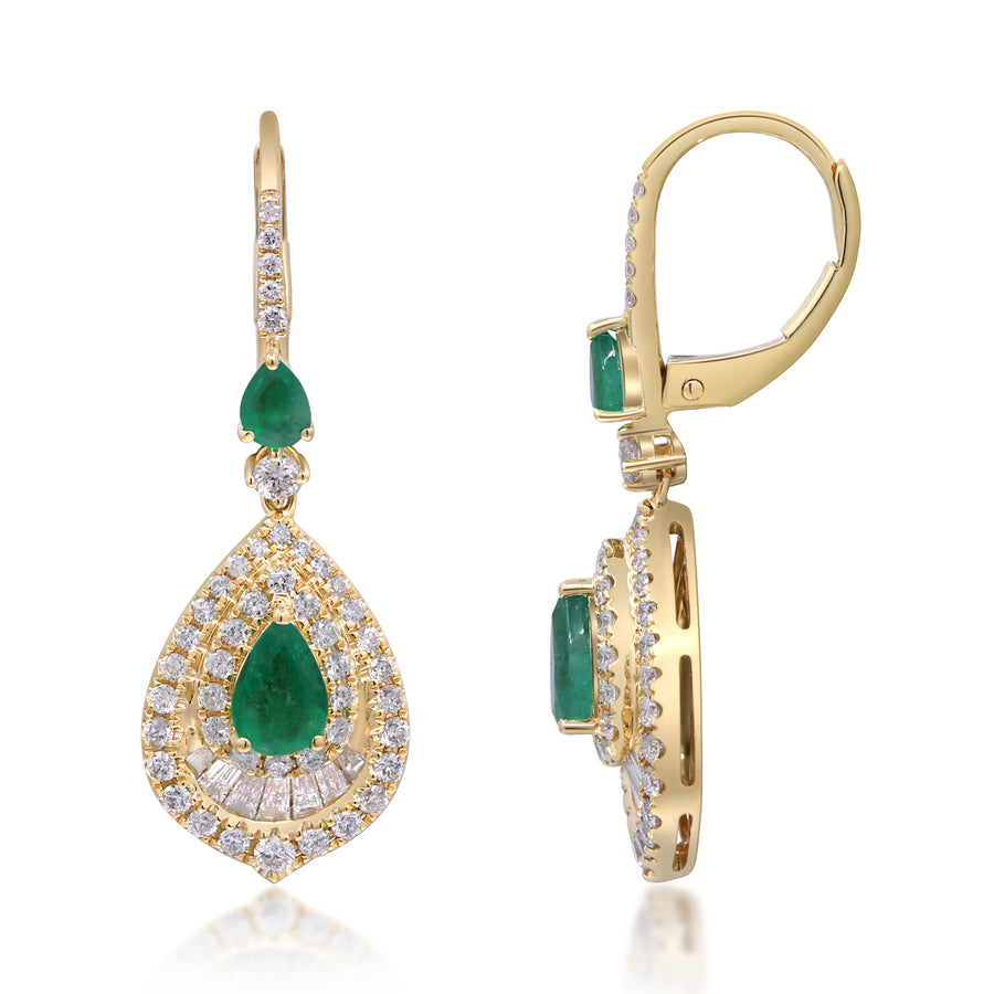 Lydia 14K Yellow Gold Pear-Cut Emerald Earrings