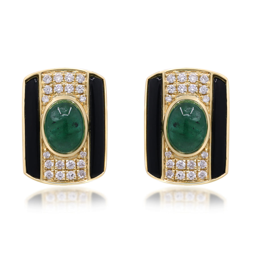 Quinn 14K Yellow Gold Oval-Cab Emerald Earrings