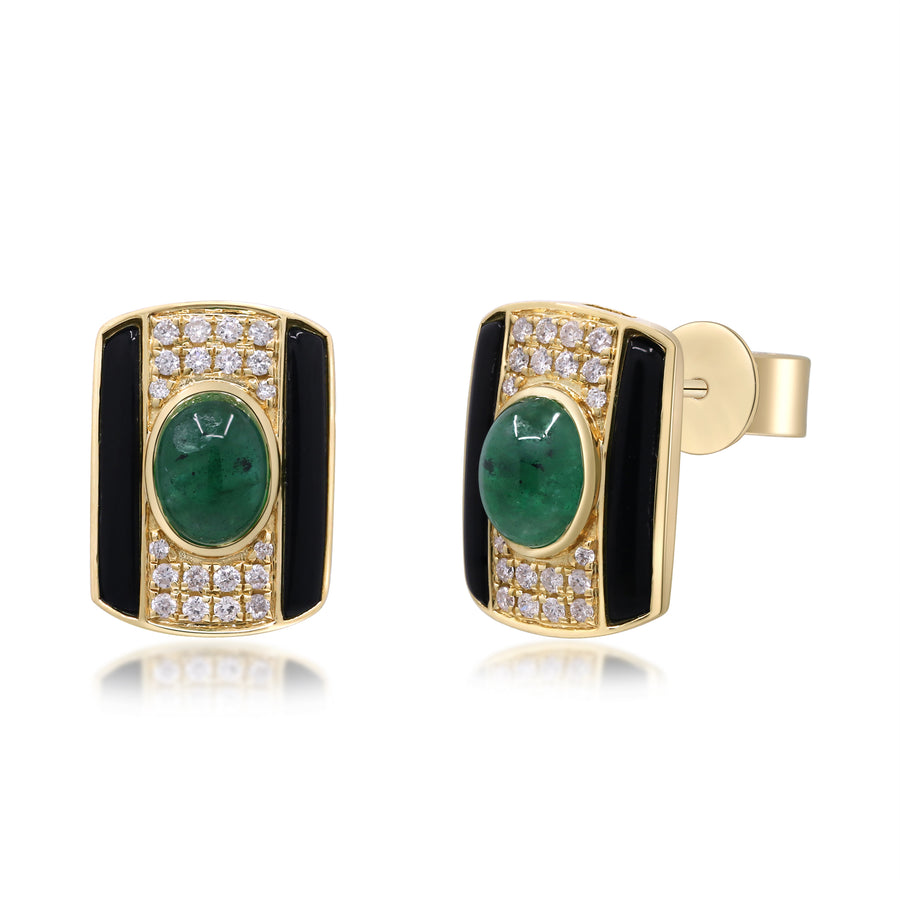 Quinn 14K Yellow Gold Oval-Cab Emerald Earrings