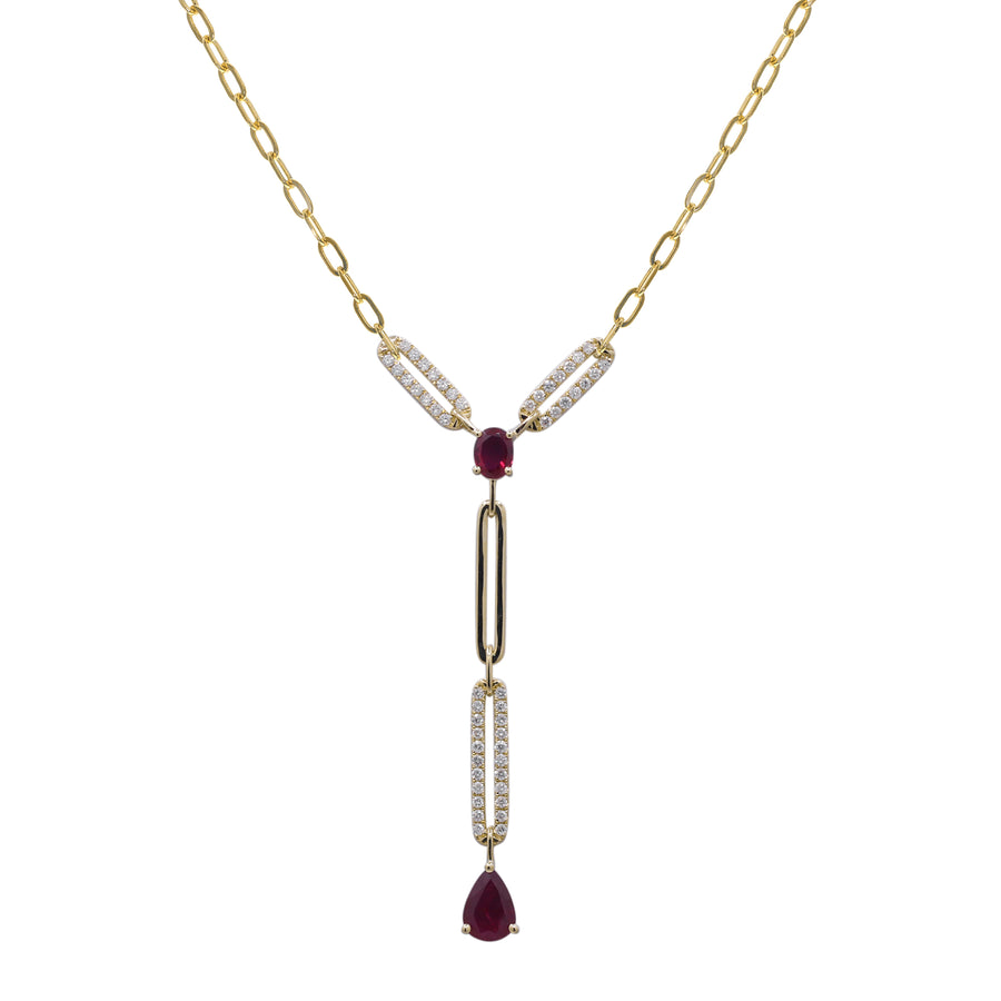 Victoria 14K Yellow Gold Oval-Cut Ruby Necklace
