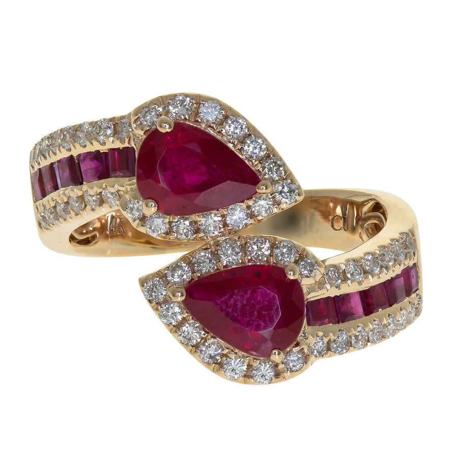 Hannah 14K Yellow Gold Pear-Cut Ruby Ring