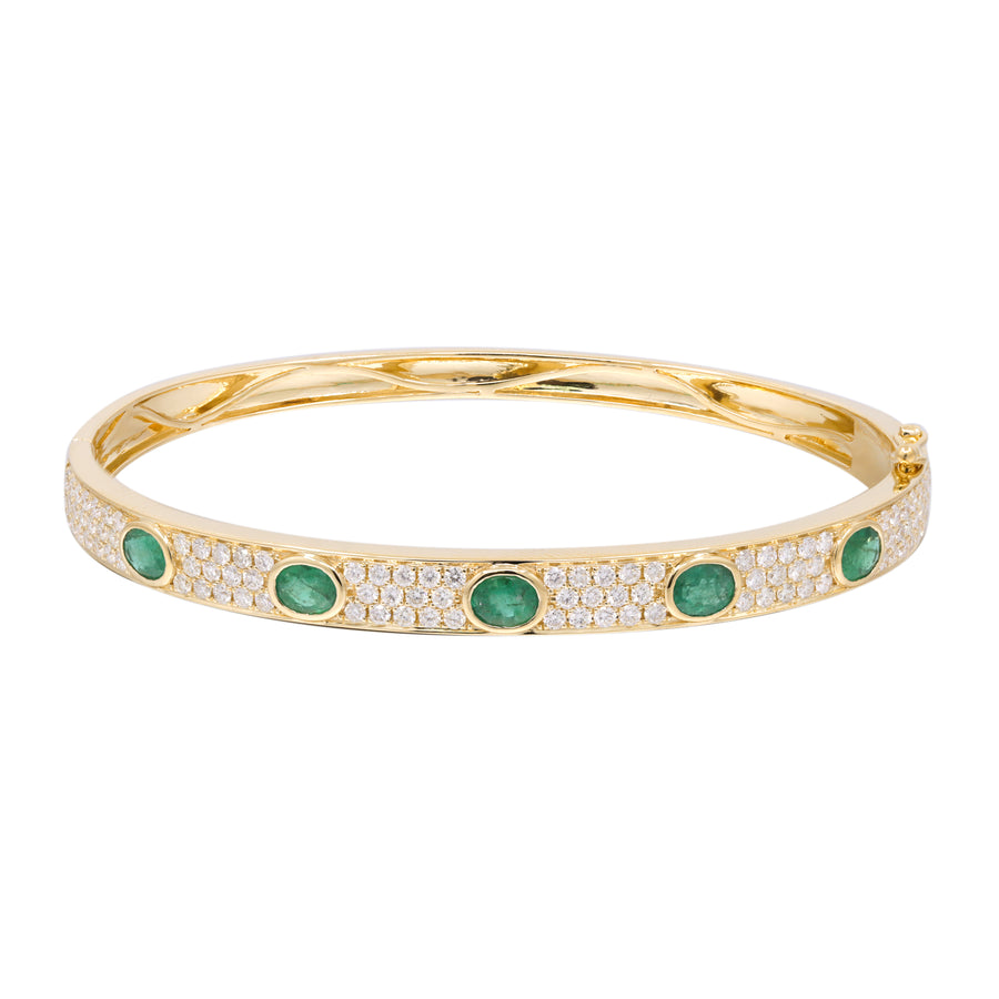 Victoria 14K Yellow Gold Oval-Cut Emerald Bangle
