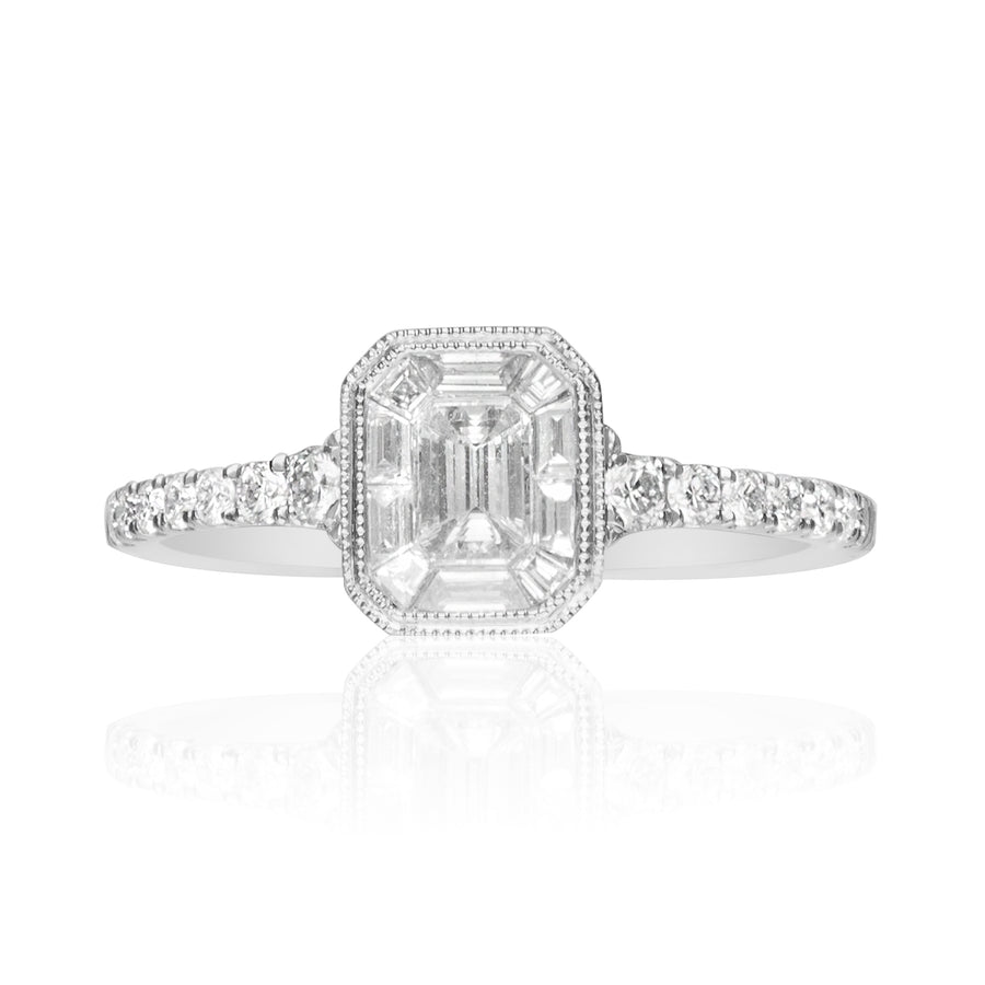 18 Karat Gold Invisible Setting Diamond Engagement Ring