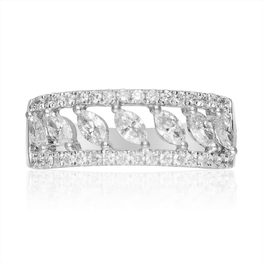 18 Karat White Gold Marquise Engagement Ring