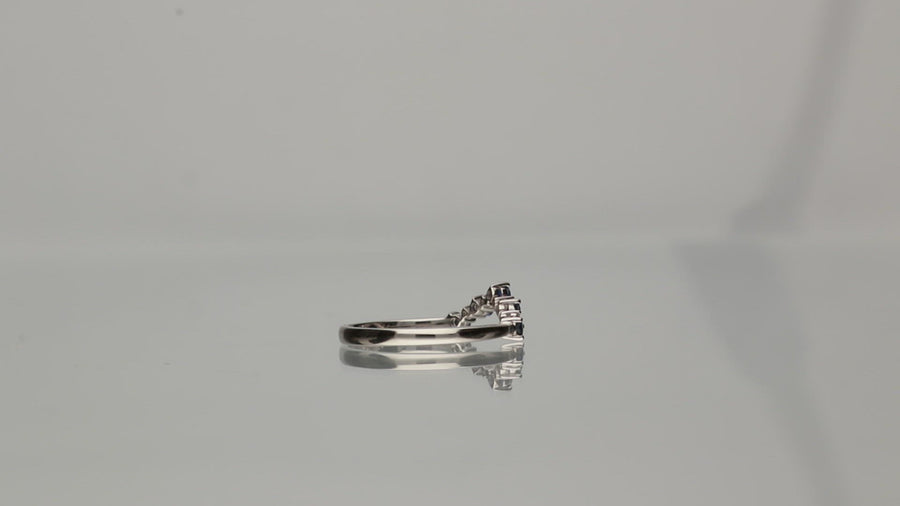 10K White Gold Blue Sapphire & Diamond Ring