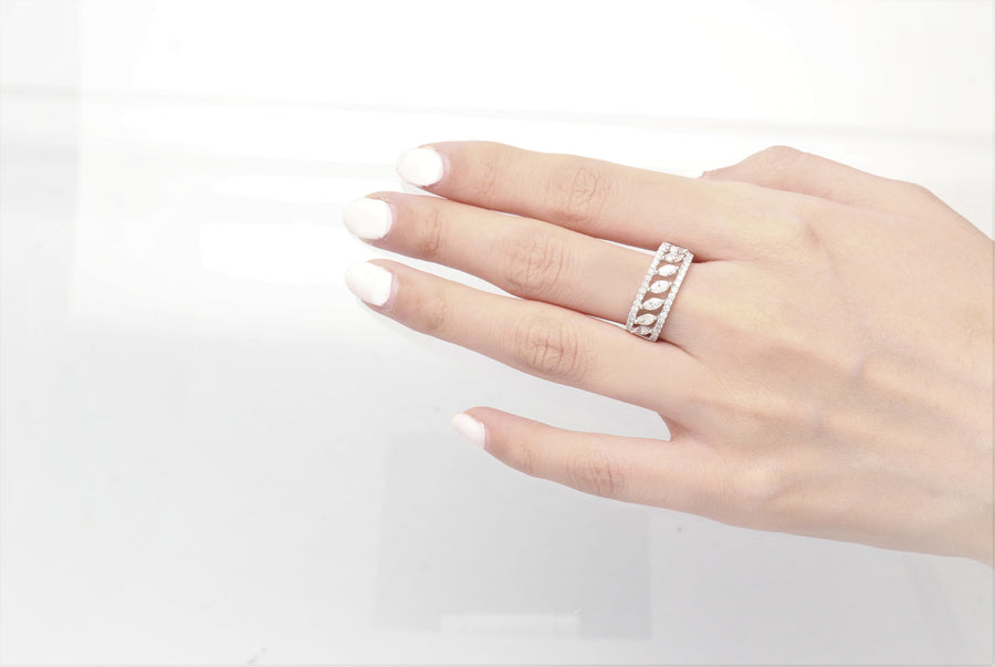 18 Karat White Gold Marquise Engagement Ring
