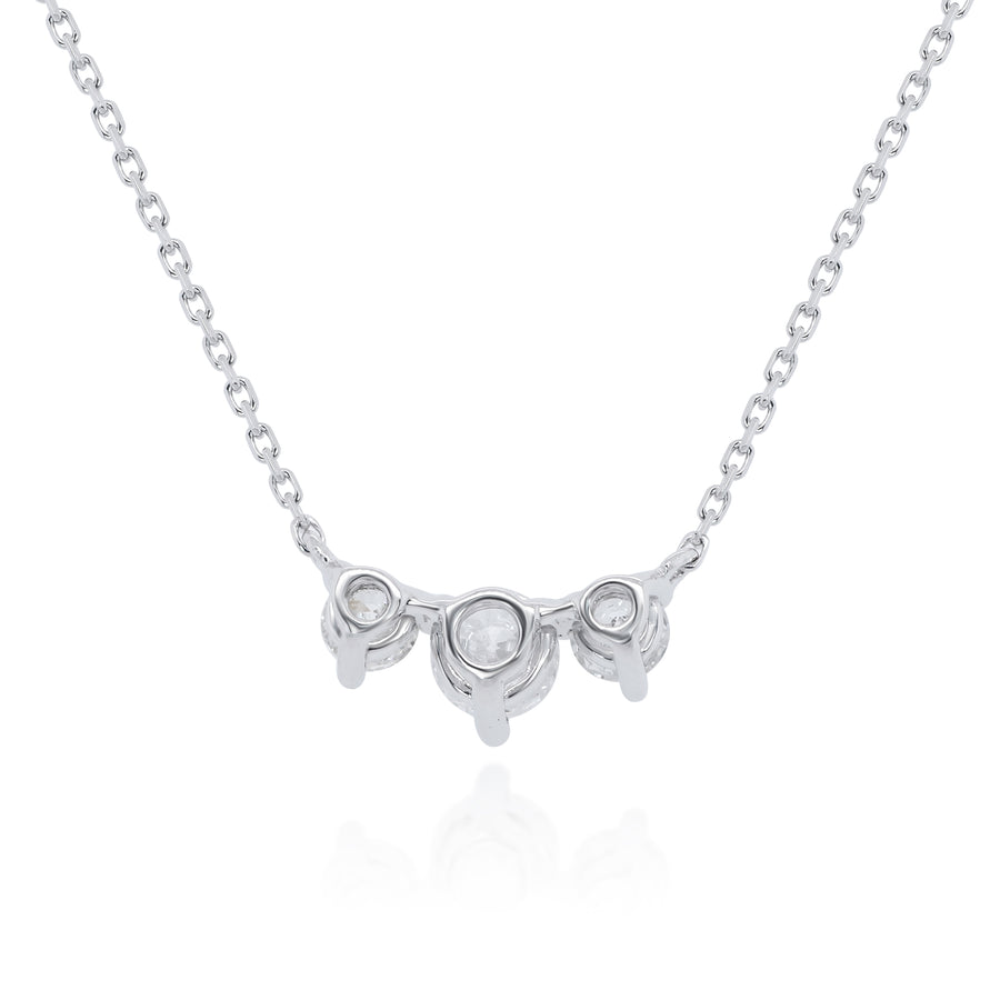 14K White Diamond Solitaire Cluster Necklace
