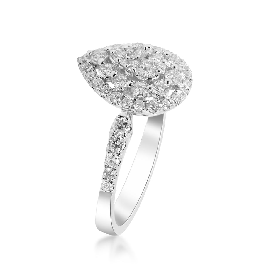 14 Karat White Gold Round White Diamond Ring