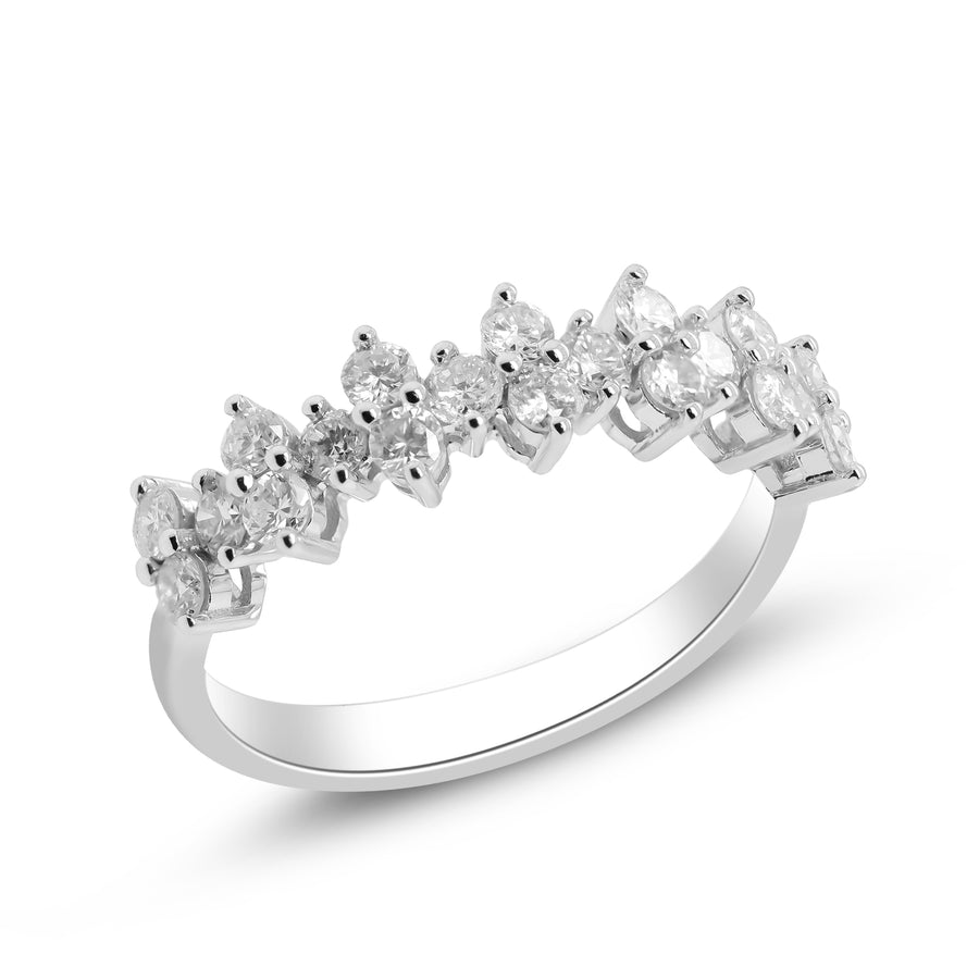 14 Karat White Gold Round White Diamond Ring