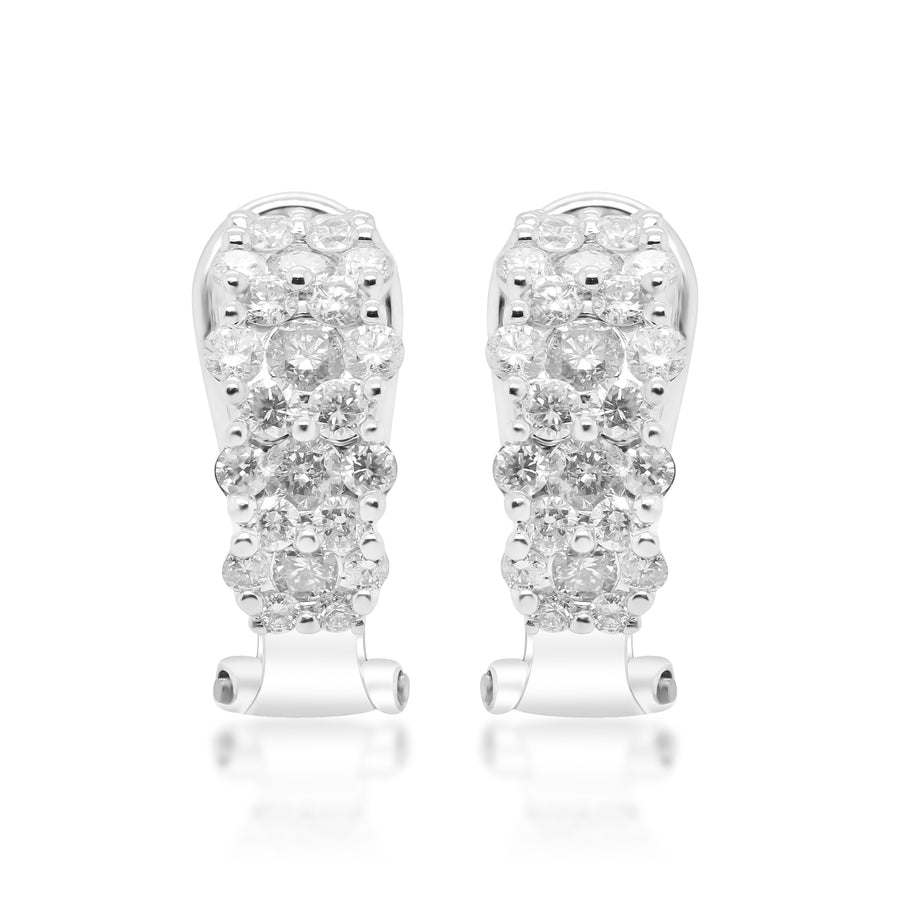 14 Karat White Gold Round-Cut White Diamond Earrings
