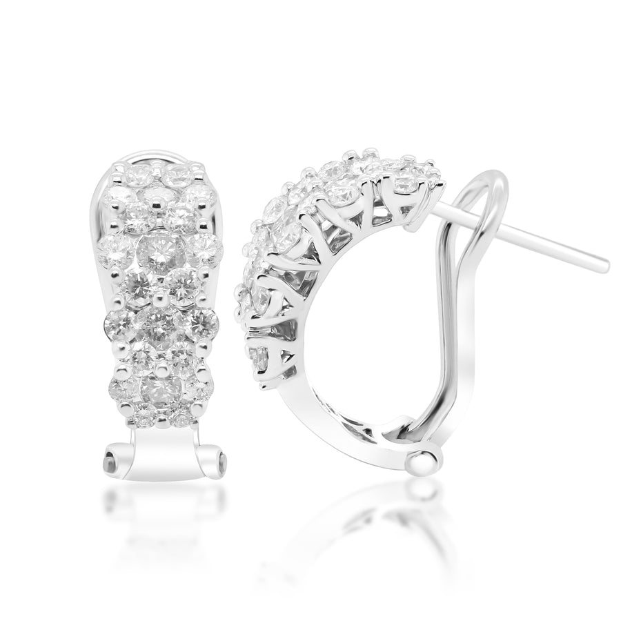 14 Karat White Gold Round-Cut White Diamond Earrings