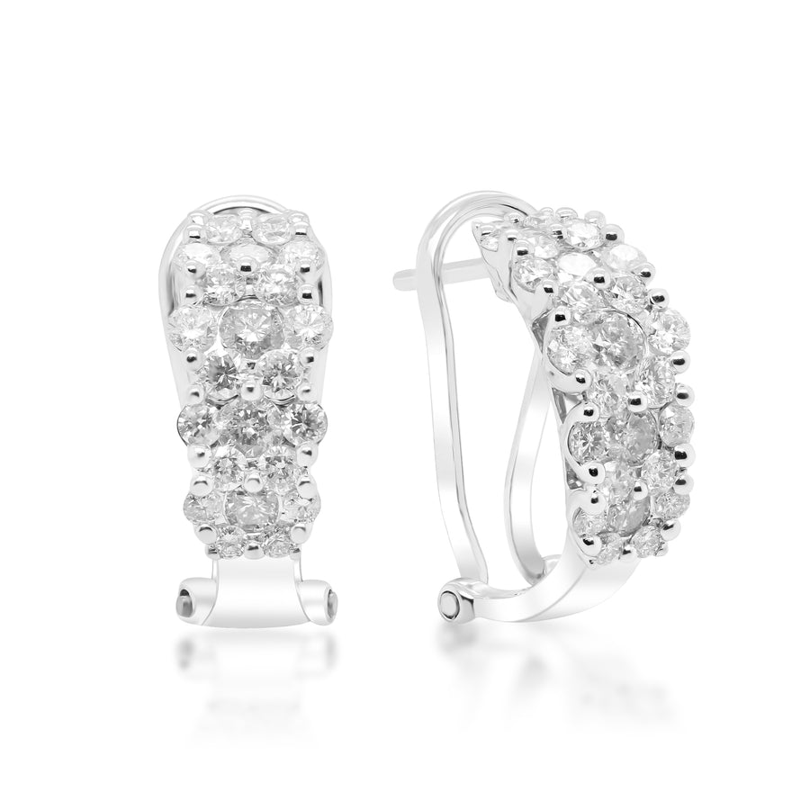 14 Karat White Gold Round-Cut White Diamond Earrings