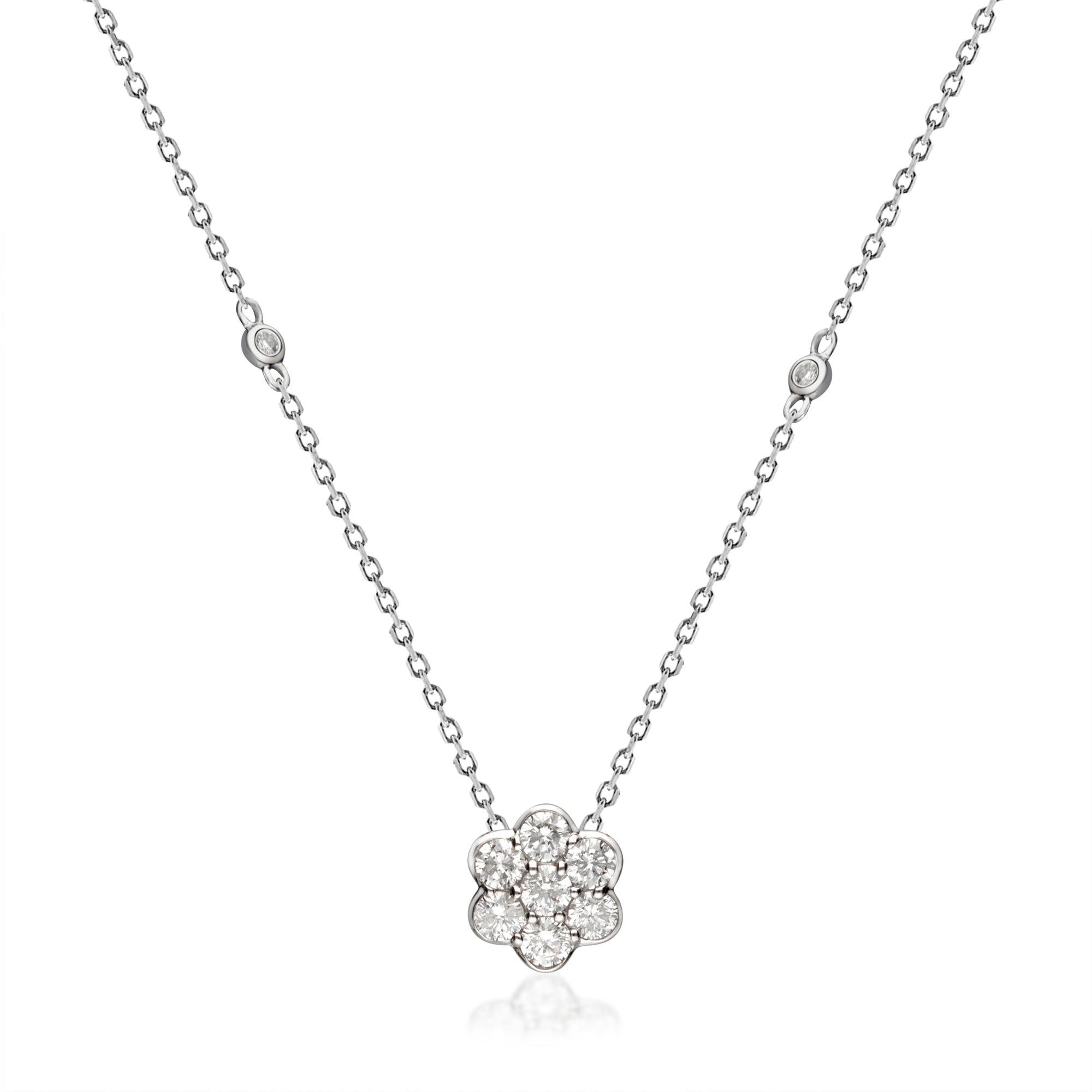 14K White Gold White Diamond Necklace