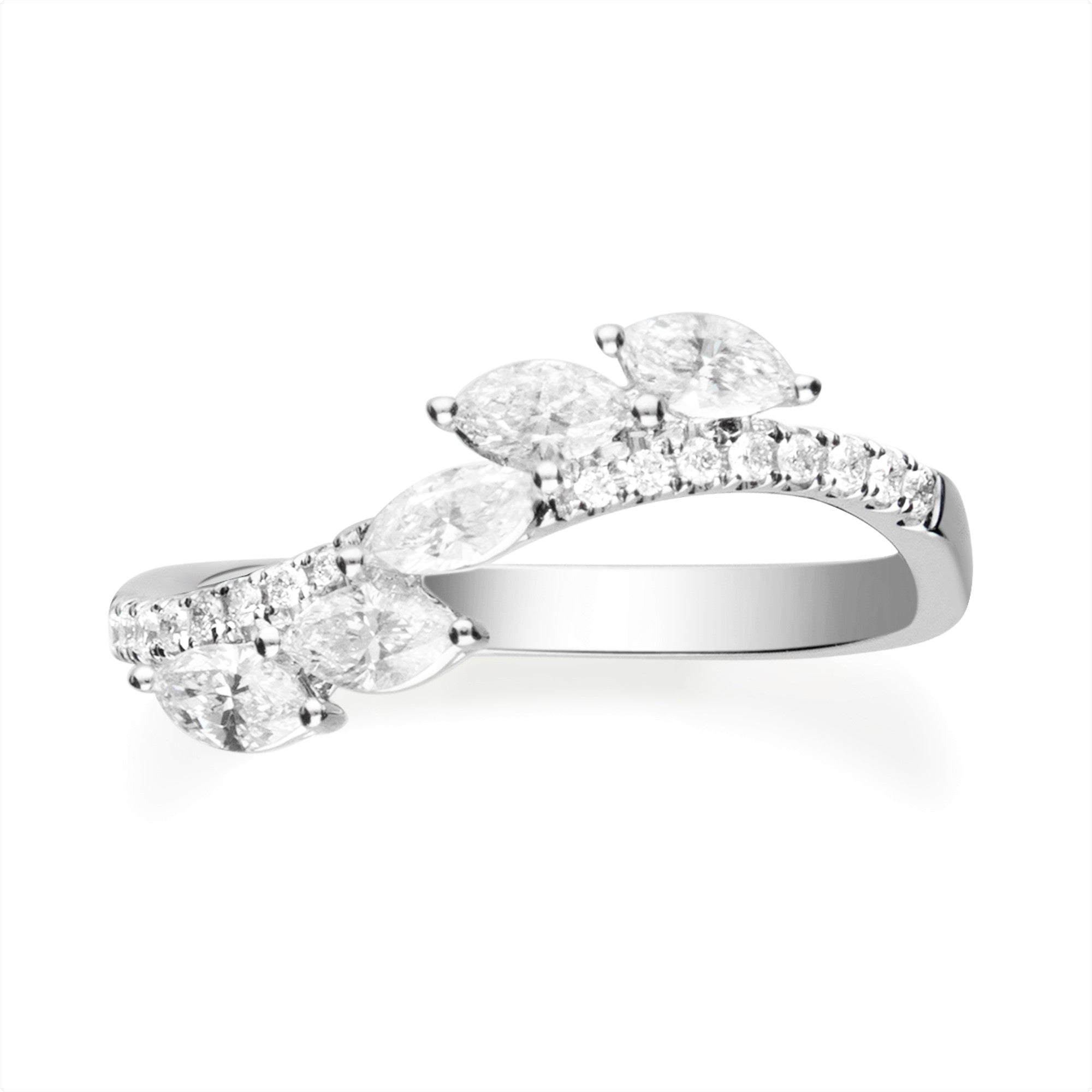 14 Karat White Gold Marquise Band Ring