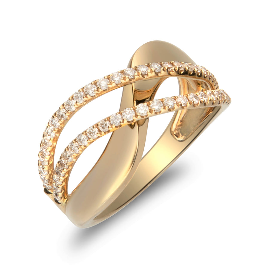 14 Karat Yellow Gold Criss Cross Diamond Ring – cirari