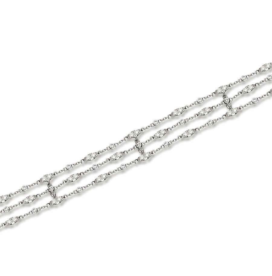 18 Karat White Gold Three Line Diamond Bracelet