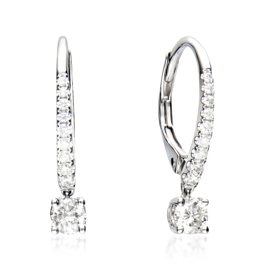 14K White Gold White Diamond Earrings