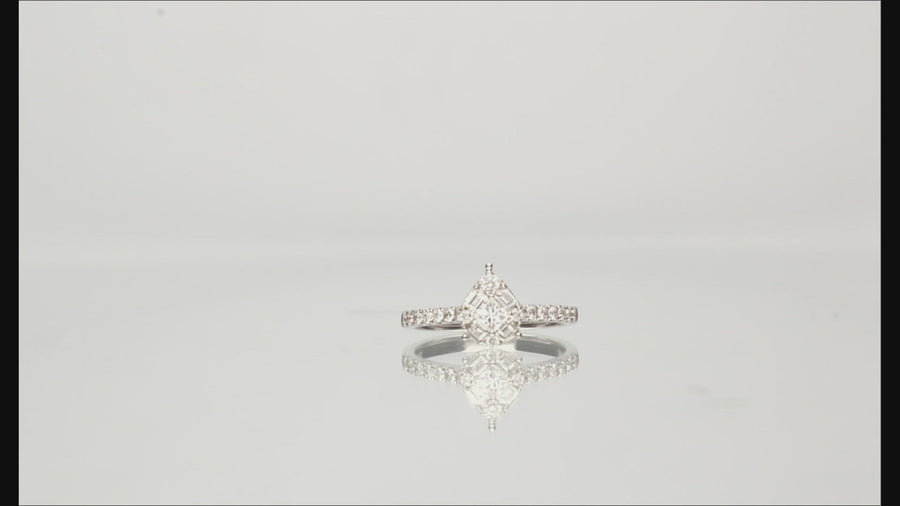 14 Karat White Gold Cluster Diamond Engagement Ring