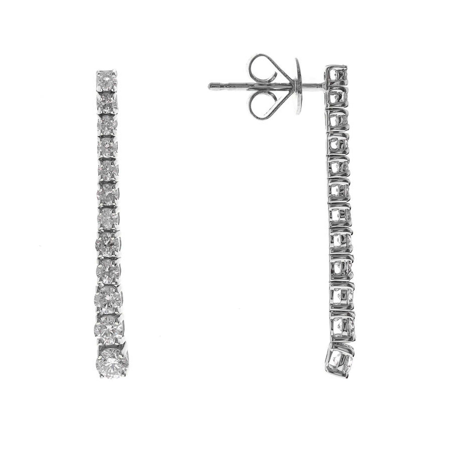 14 Karat White Gold Round-Cut drop white diamond earrings
