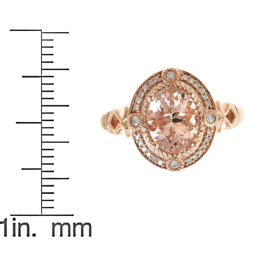14K Rose Gold Morganite & Diamond Ring