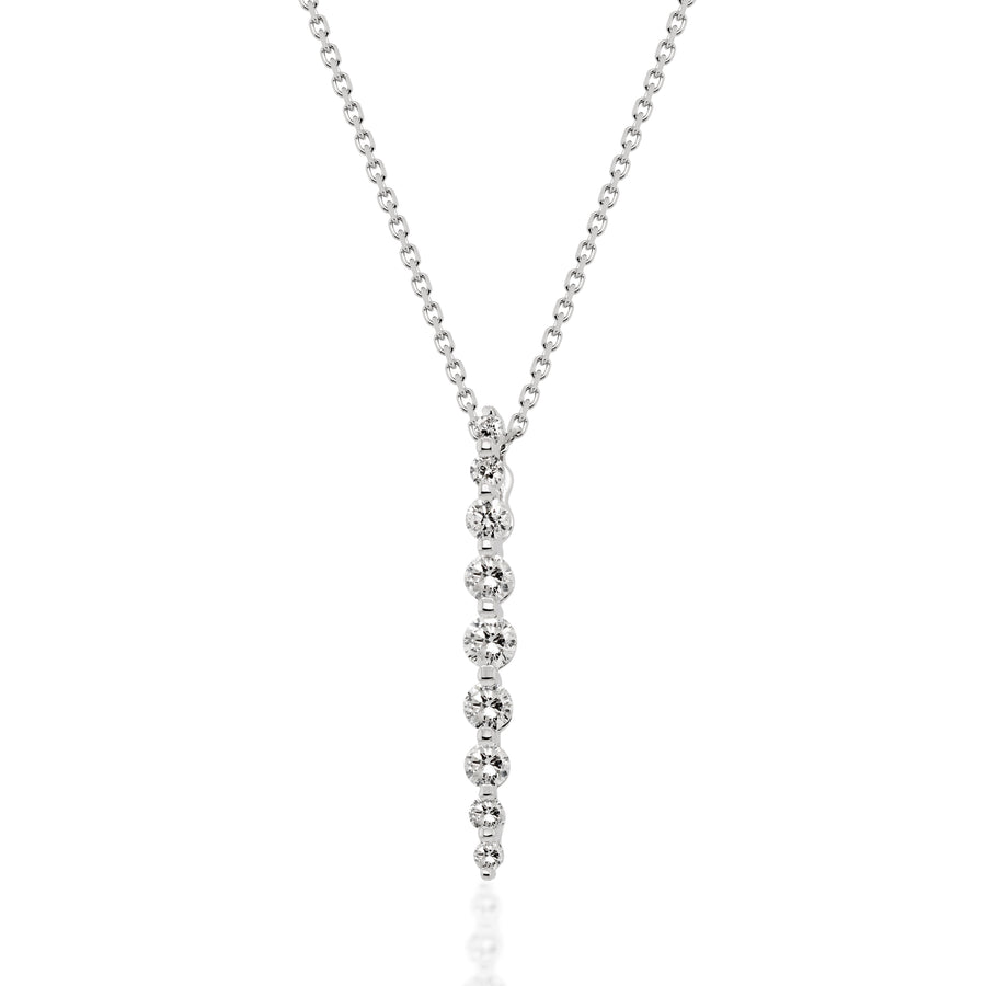18K White Gold Diamond Bead Y Necklace