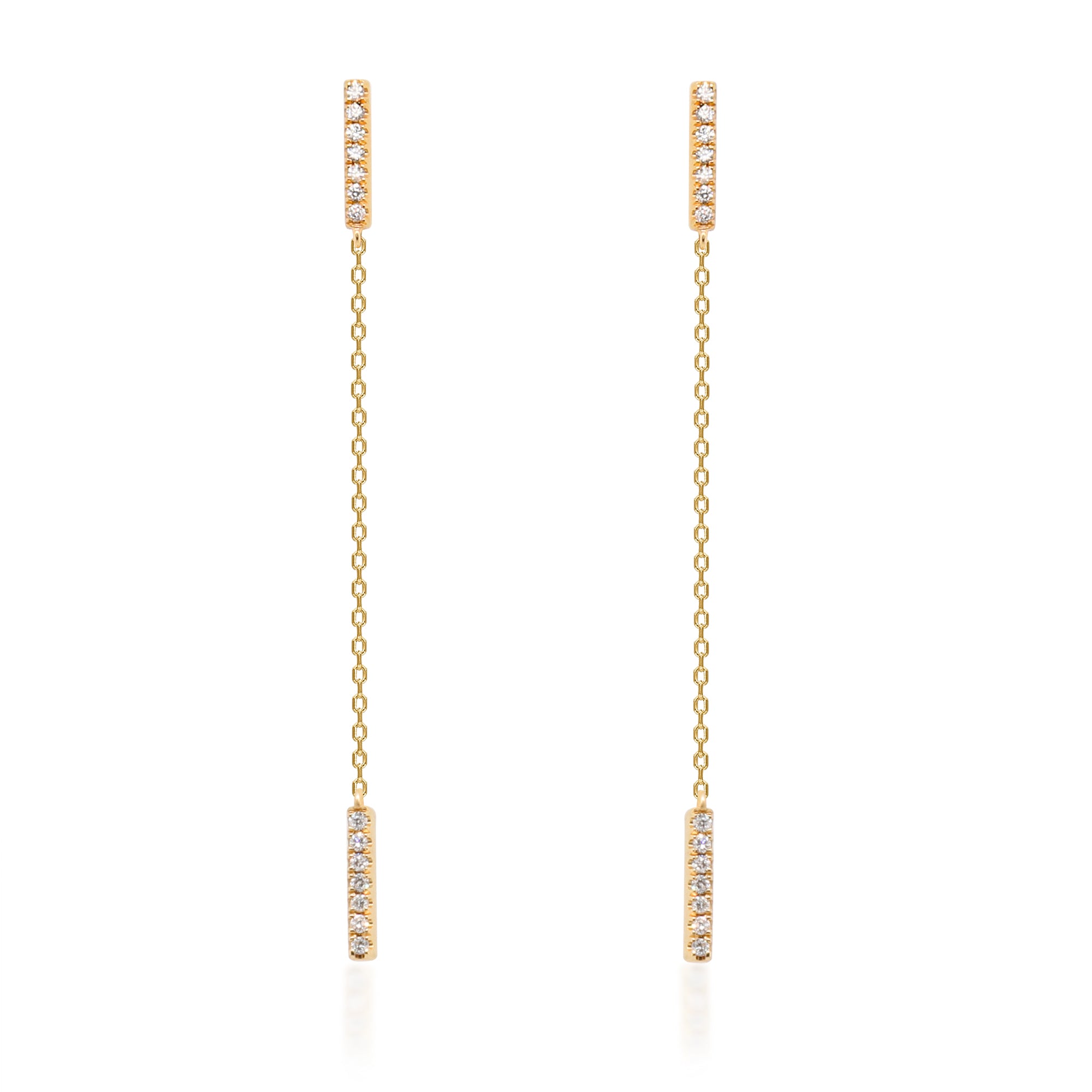 14K Yellow Gold Long Chain Drop Earring