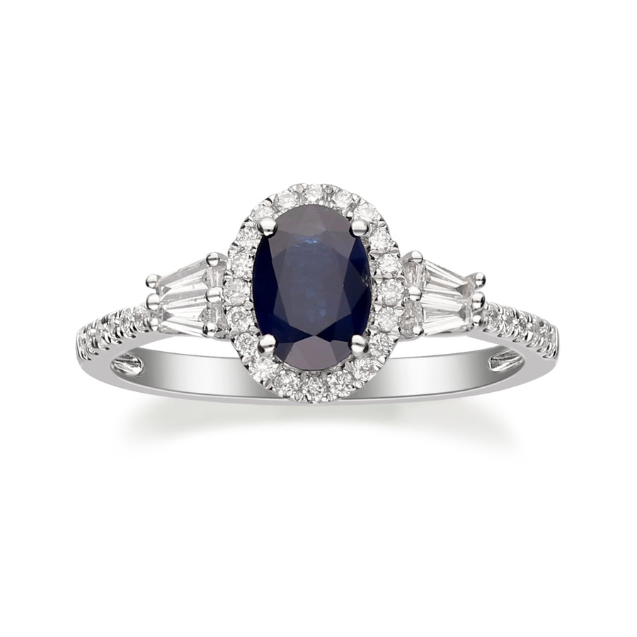PalmBeach Jewelry Platinum-plated Sterling Silver Marquise Cut Genuine Blue  Sapphire and Diamond Accent Leaf Ring Sizes 6-10 | Oriental Trading