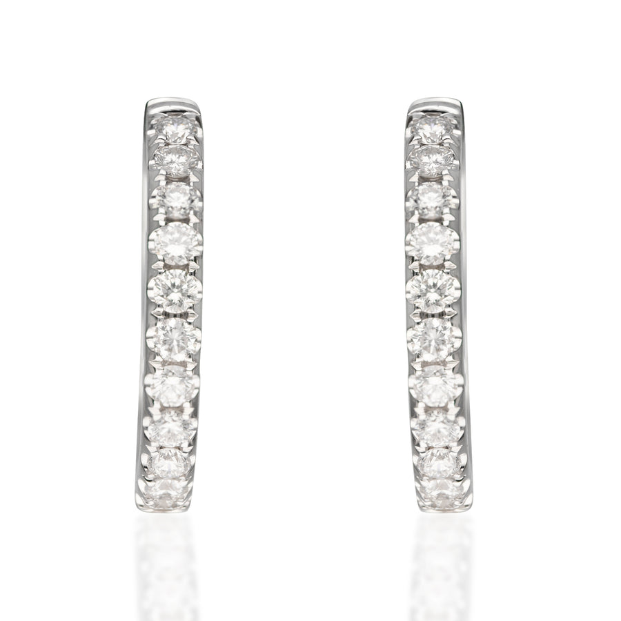 14K White Gold Circle Hoop Diamond Earring