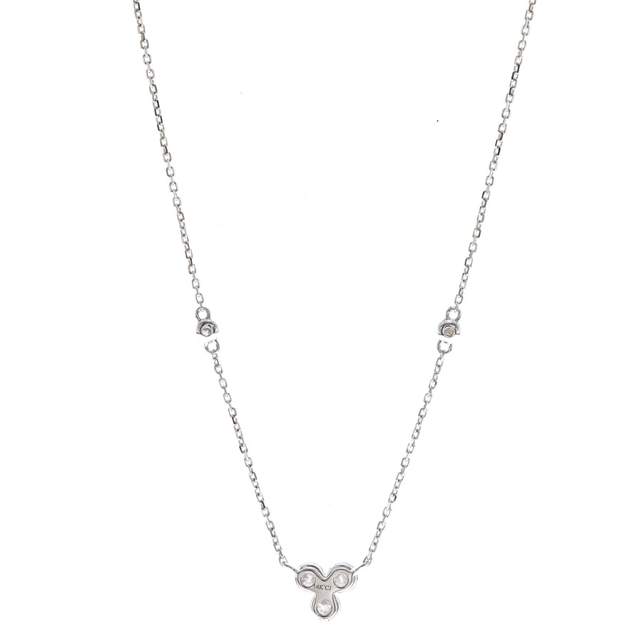 14K White Diamond Cluster Necklace