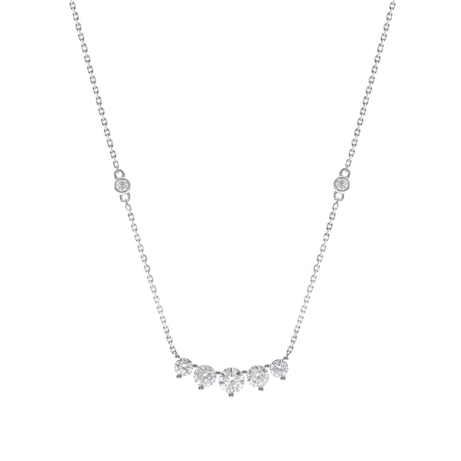 14K White Diamond Cluster Necklace