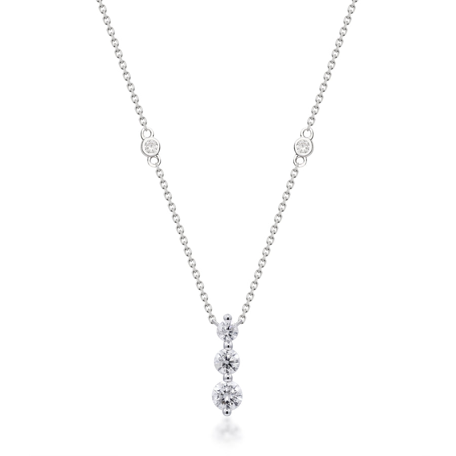 White Gold Delicate Drop Down Chain Diamond Necklace