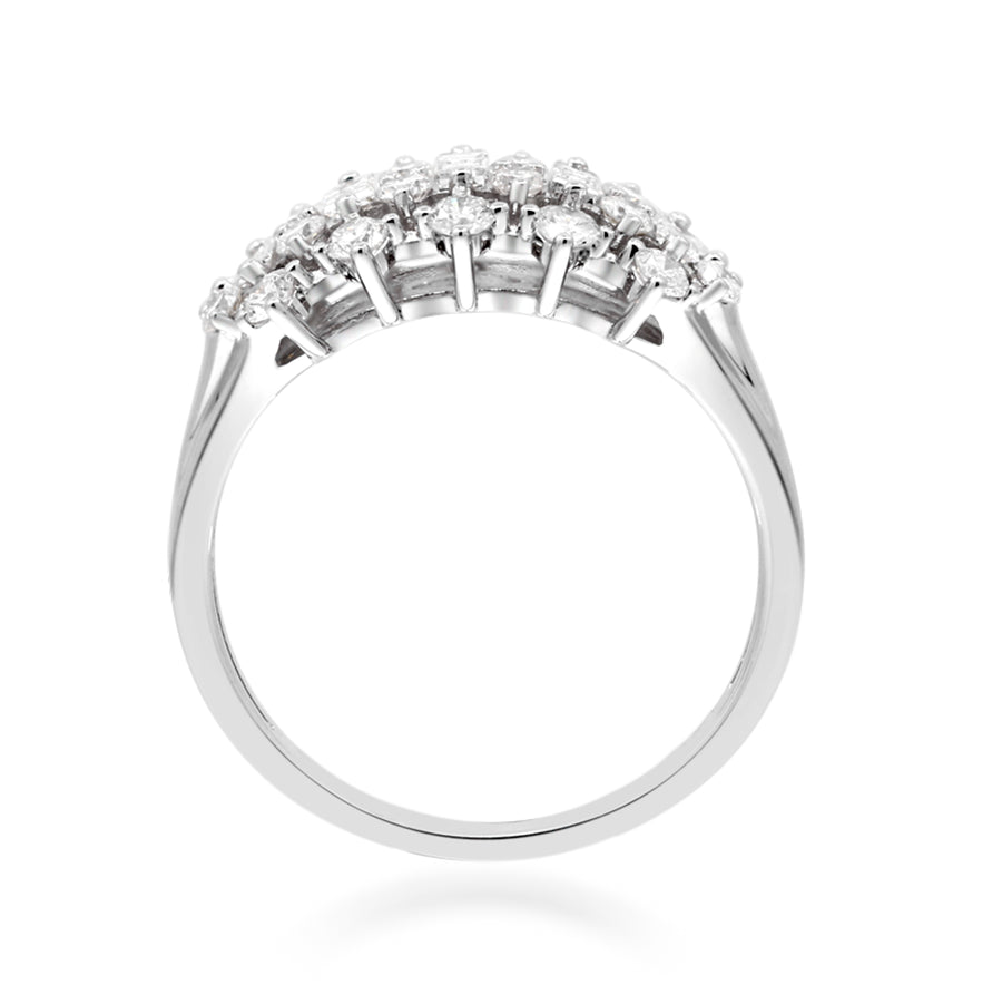 14 Karat White Gold Round & Baguette-Cut White Diamond Ring