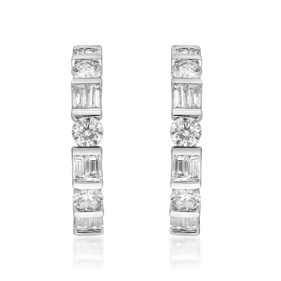 14K White Diamond Latch Back Earring