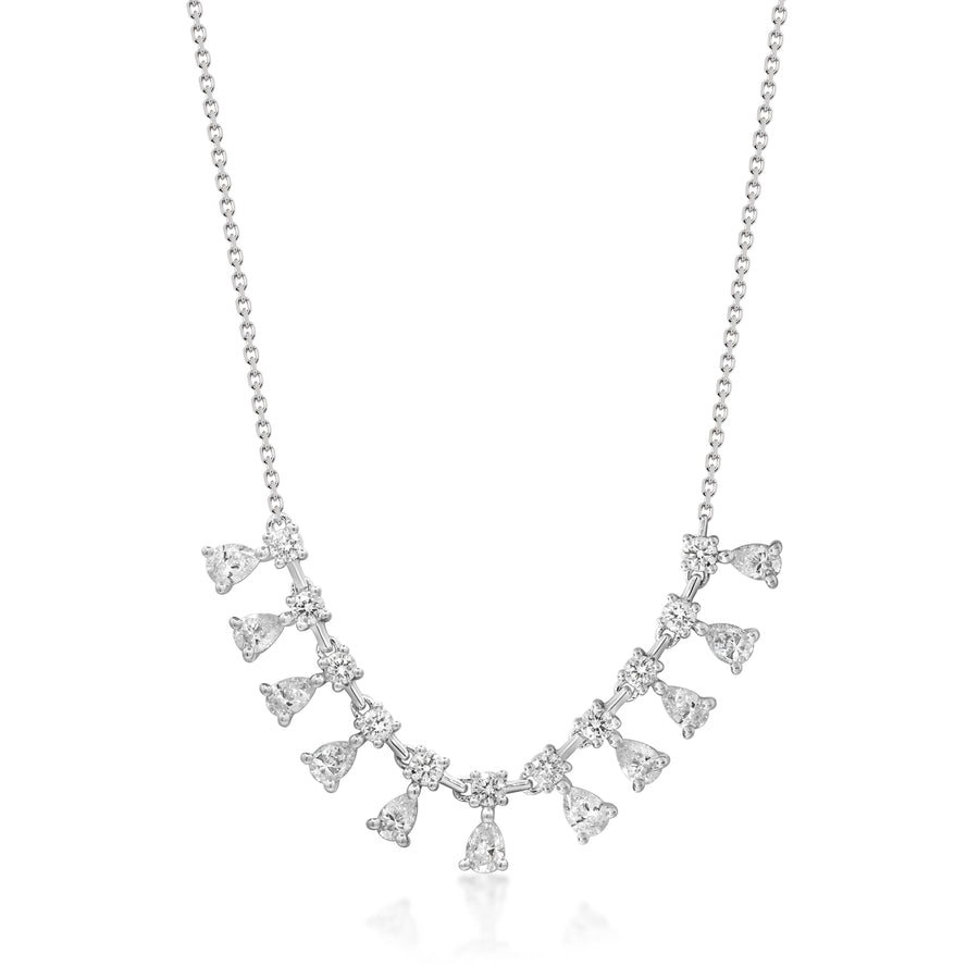 14K White Gold White Diamond Necklace