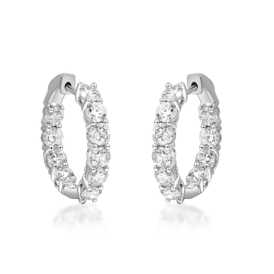 14K White Diamond Single Row Prong-Set Huggie