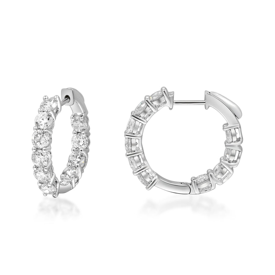 14K White Diamond Single Row Prong-Set Huggie
