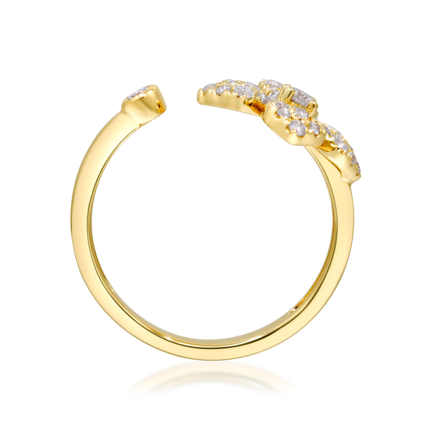 14K Yellow Gold Blooming Flower Diamond Ring