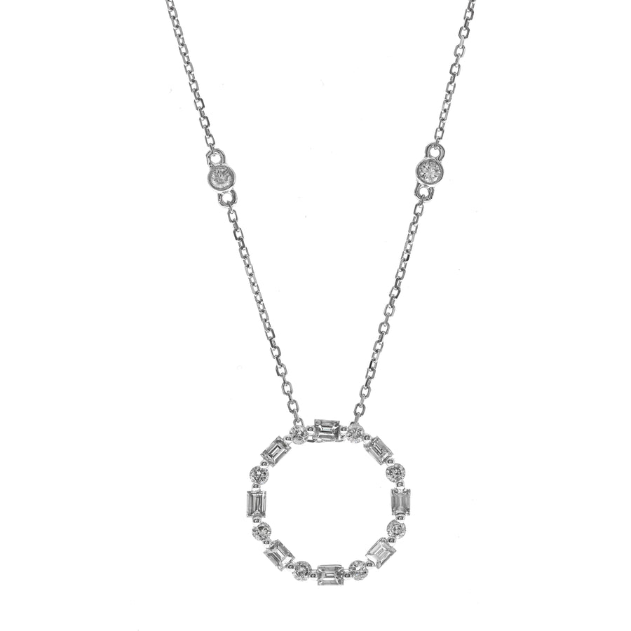 14K White Gold White Diamond Pendent