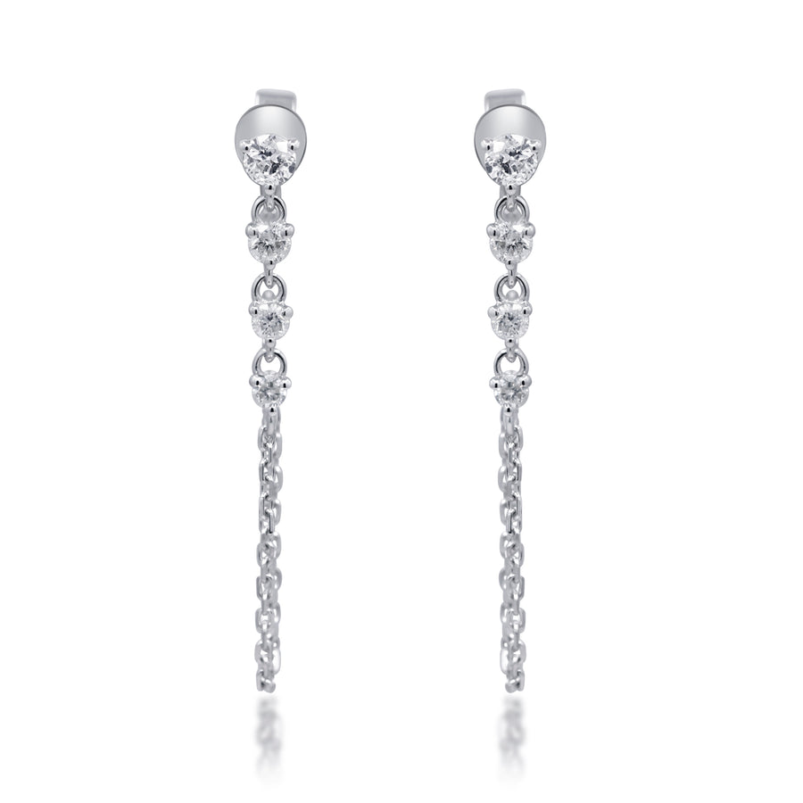 14K White Gold White Diamond Earrings