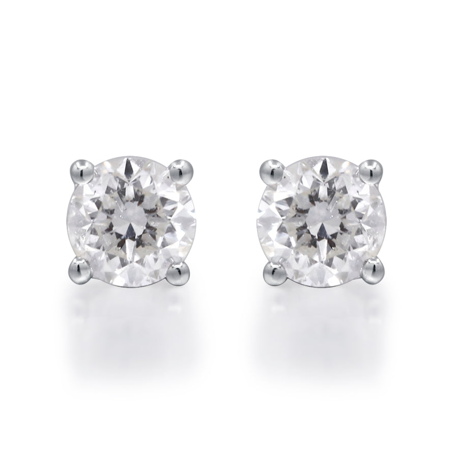 14K White Gold White Diamond Earring