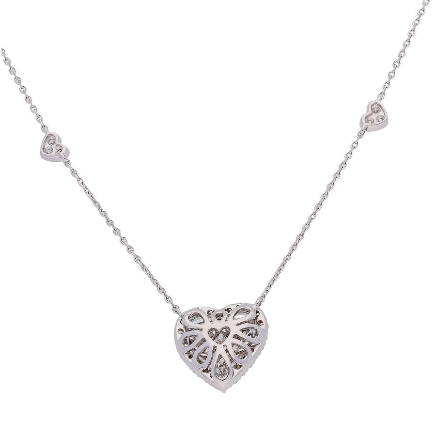 18 Karat White Gold Heart Diamond Necklace