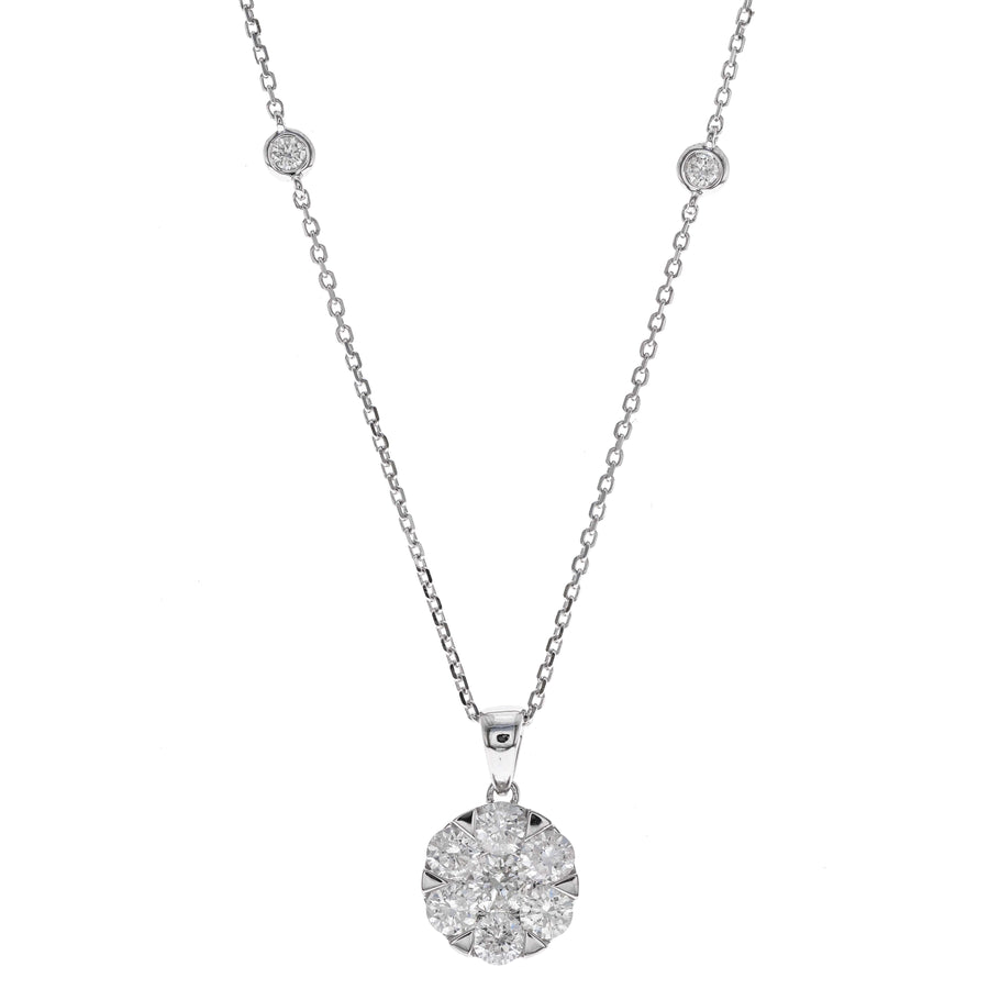 14K White Gold White Diamond Pendant