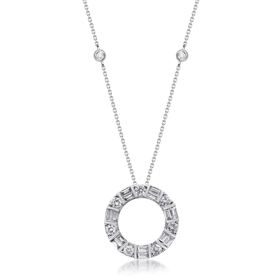 14K White Diamond Pendent Necklace