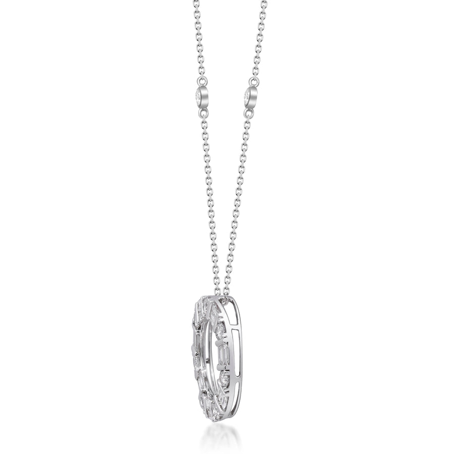 14K White Diamond Pendent Necklace
