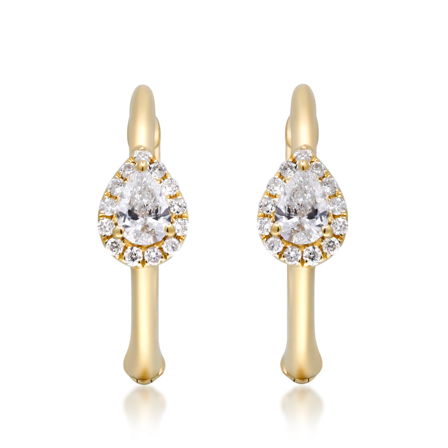 14K Yellow Gold White Diamond Earrings