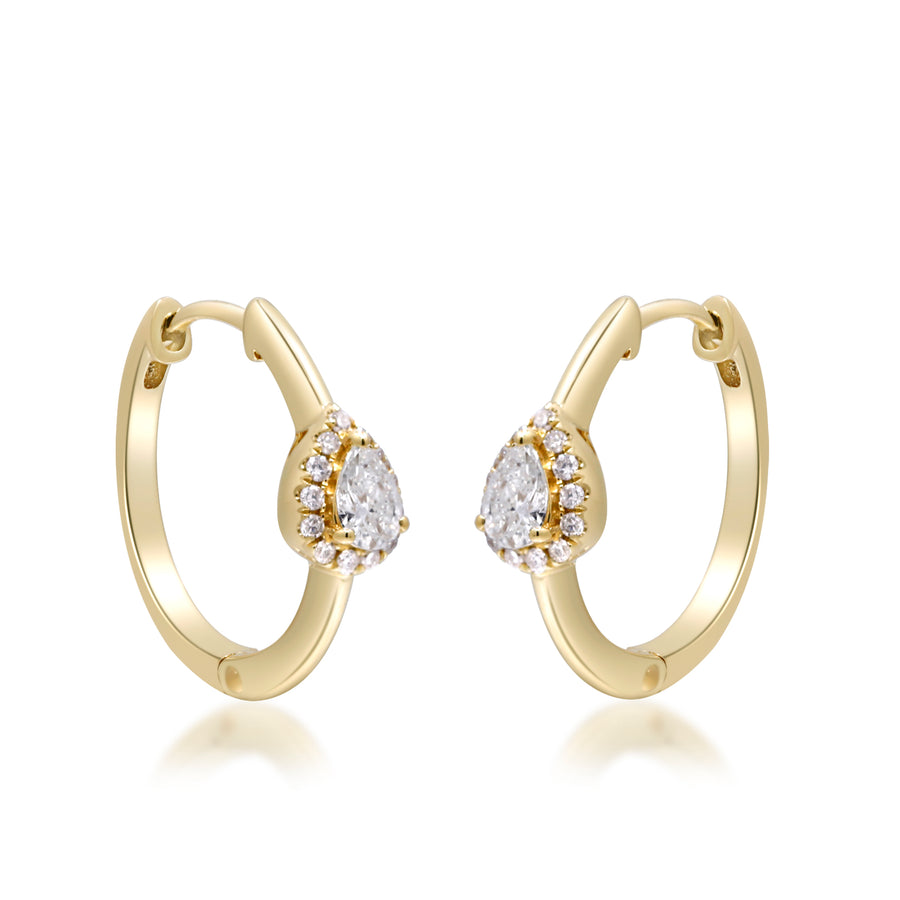 14K Yellow Gold White Diamond Earrings