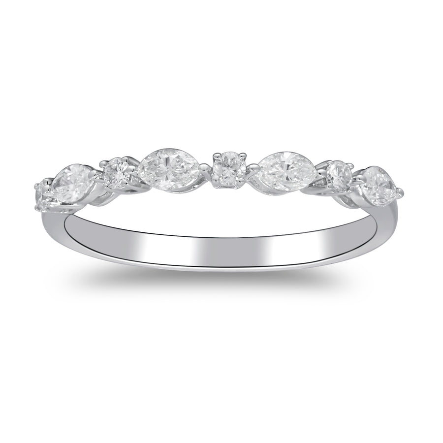 14 Karat White Gold Dainty mixed shape Diamond Ring