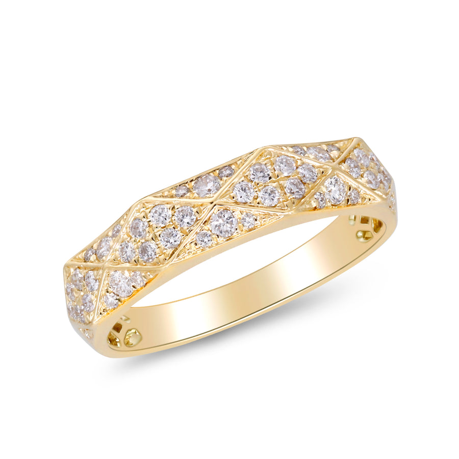 14K Yellow Gold Faceted Fashion Diamond Ring