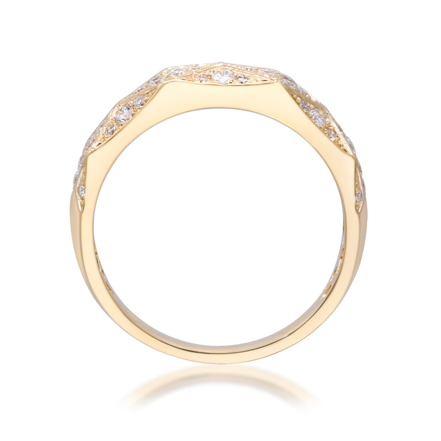 14K Yellow Gold Faceted Fashion Diamond Ring